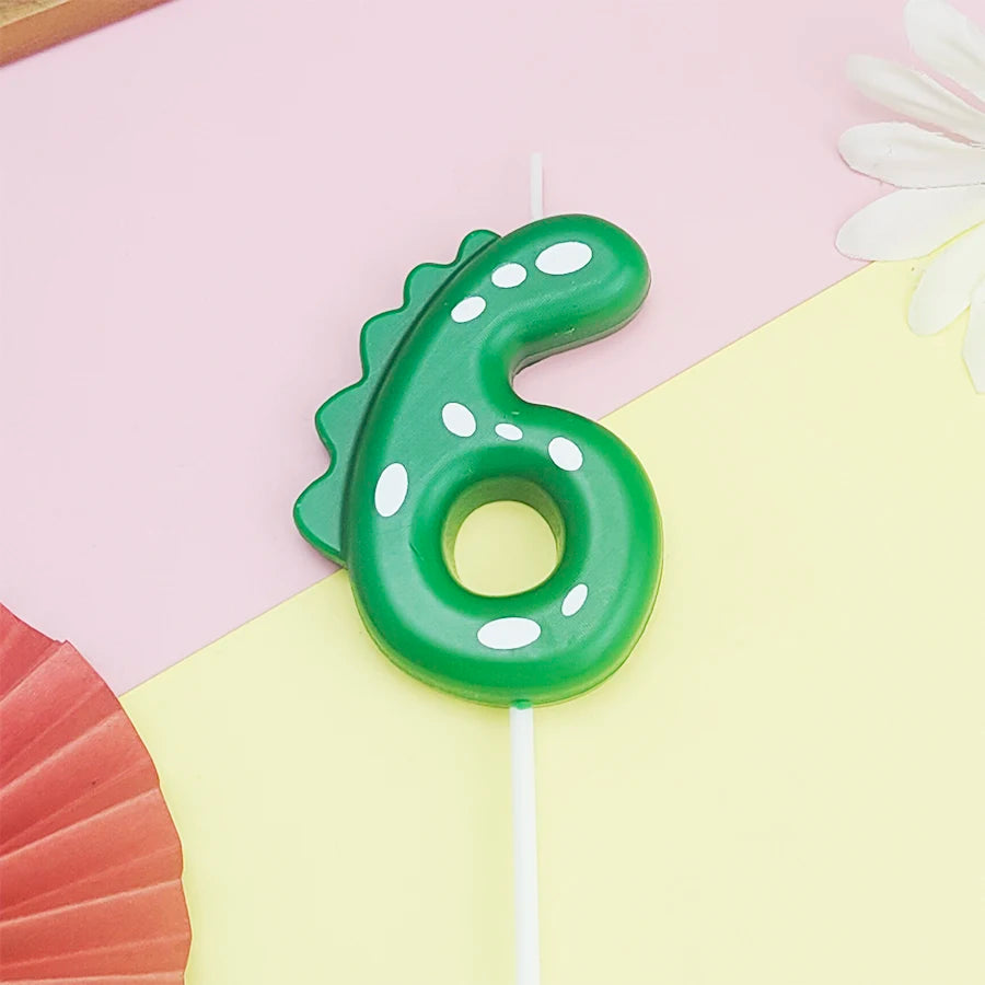 Green Dinosaur numbers 0-9 cake candle