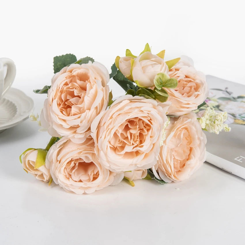 Artificial flowers fake white Peonies bouquet