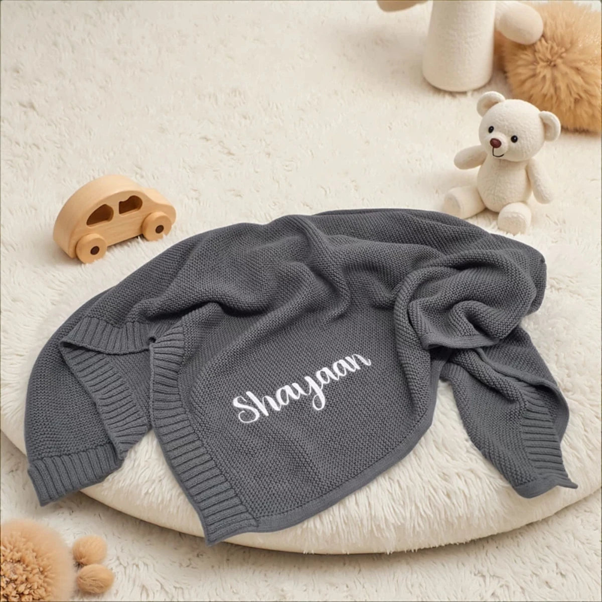 Personalized name baby blanket children chunky