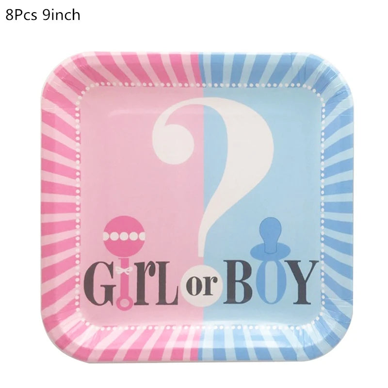 Disposable tableware set for Gender Reveal party