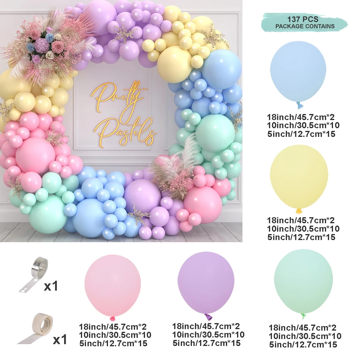 Macaron balloons arch kit