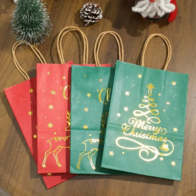 Kraft Christmas Gift Bags – 1/15PCS
