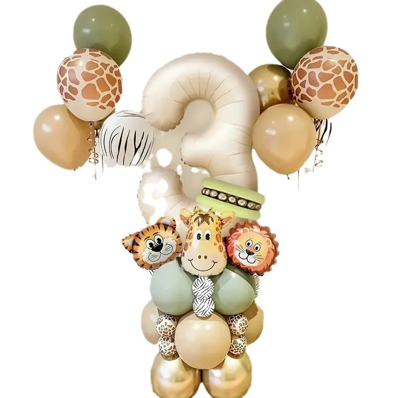 40PCS Jungle Animal Number Balloon Set