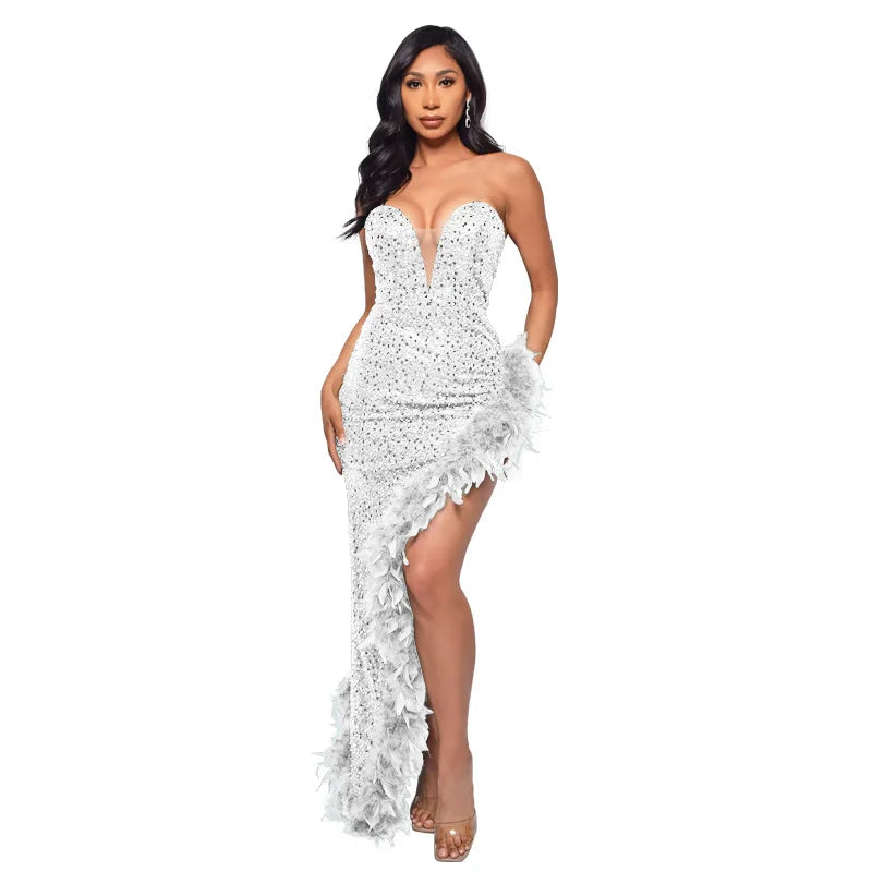 Dillma Sequin Feather Dress