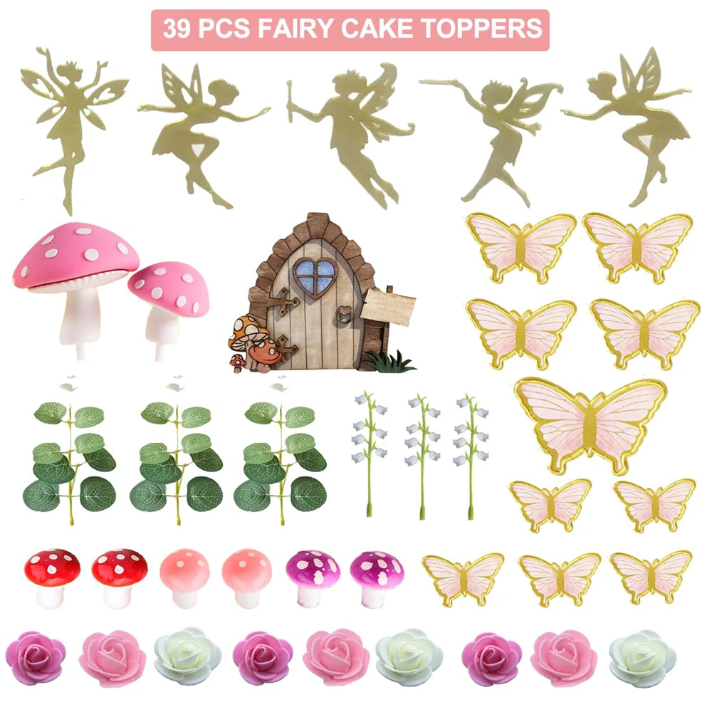 Pink Cake 3D decorations 13pcs