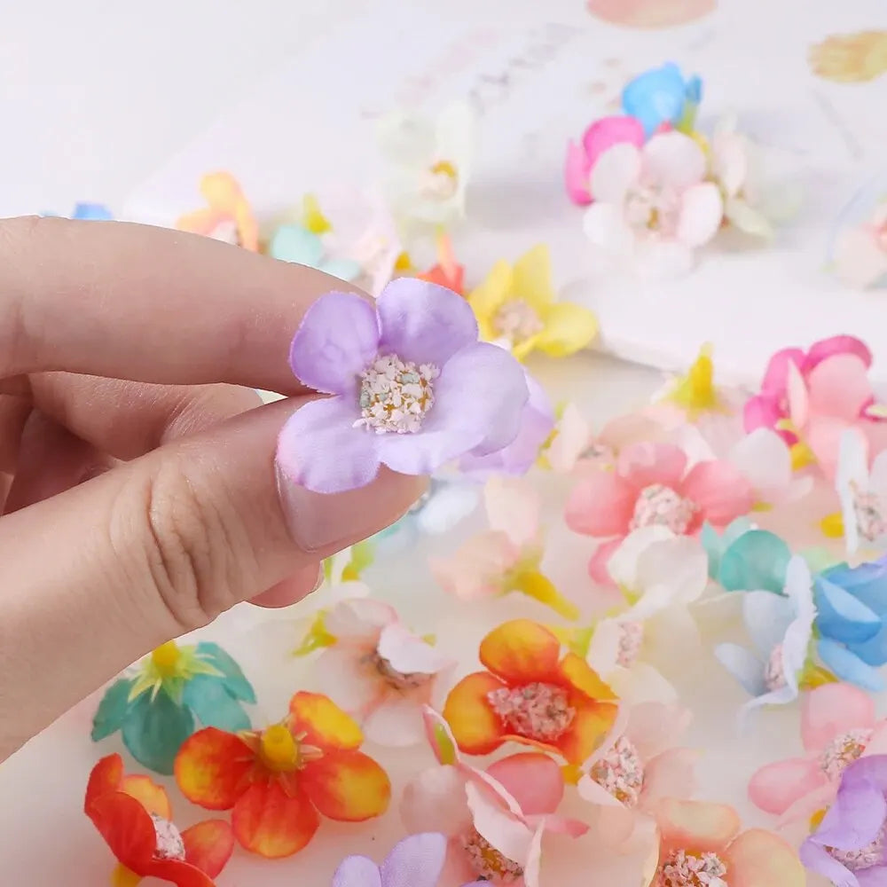 Mini flowers heads Silk for decoration and accessories 50PCs