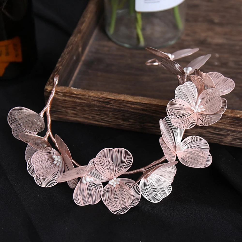 Flower hair jewelry Pearl Crystal