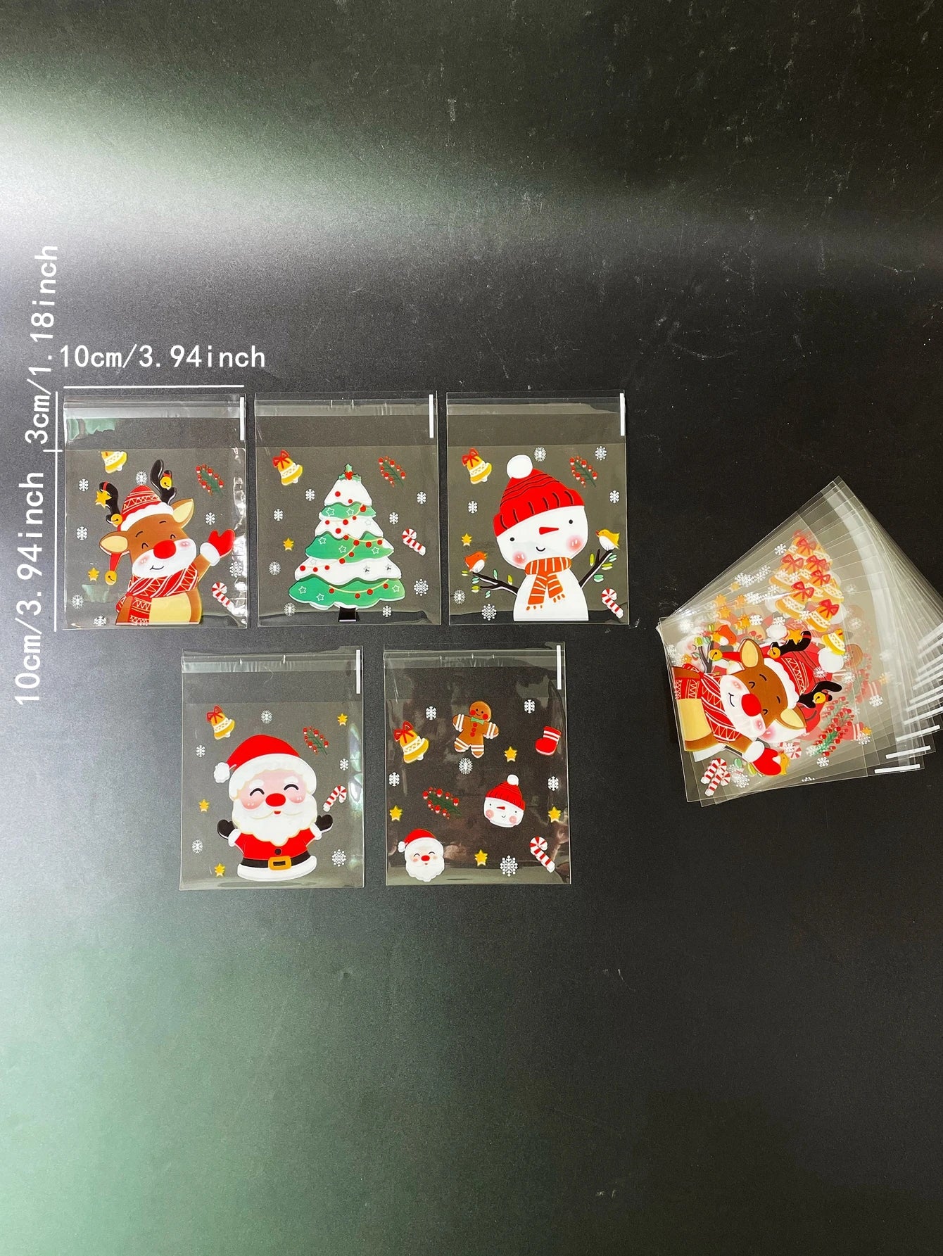 Santa Claus Transparent Cookie Bags