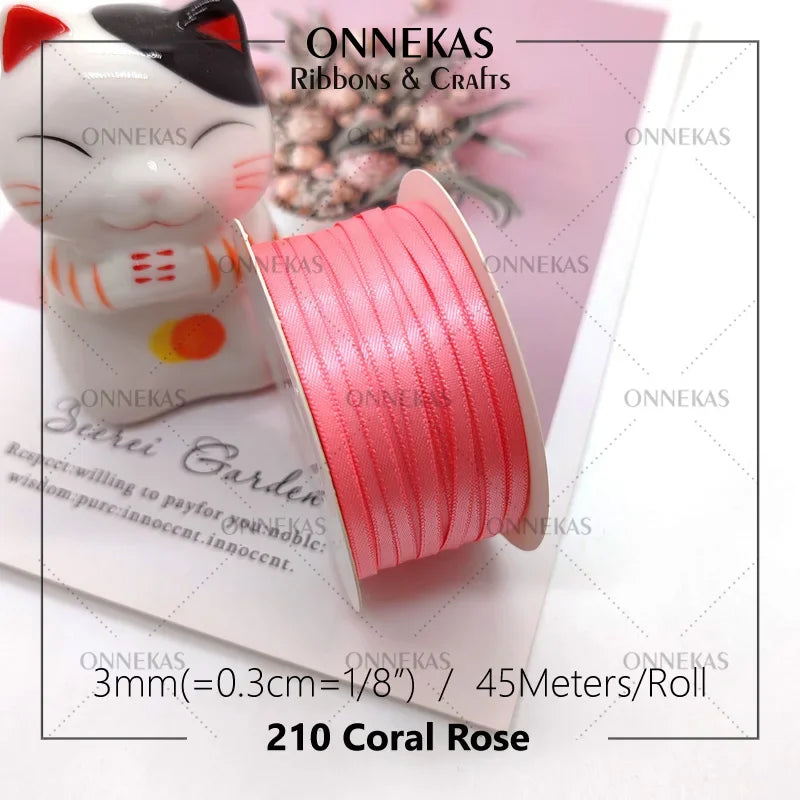 Satin ribbon 100% polyester (45M) 3mm