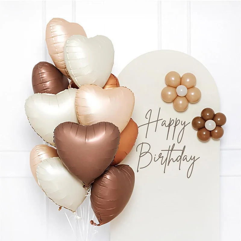Cream color number with hearts foil Balloons 8pcs