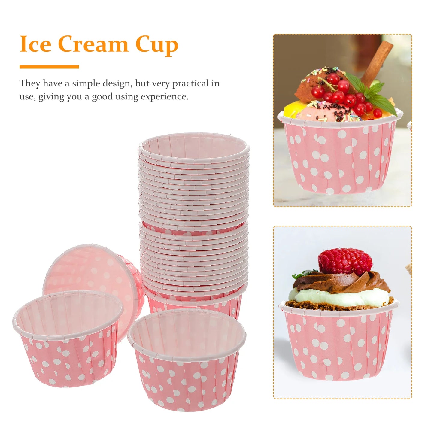 Disposable Ice cream cups paper 50 Pcs