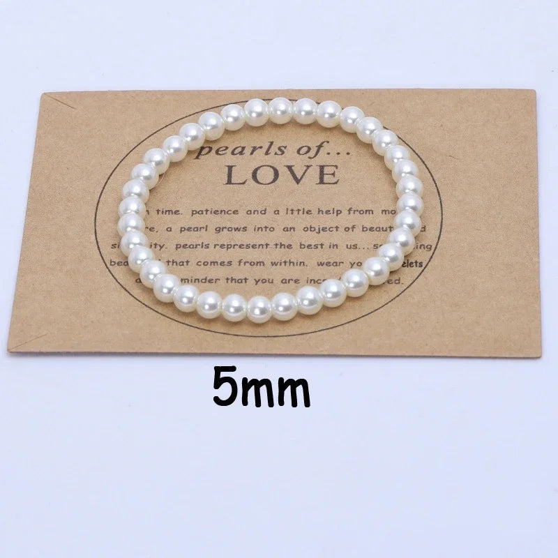 Girth Elastic Bracelet 5-10mm Imitation Pearl 18cm