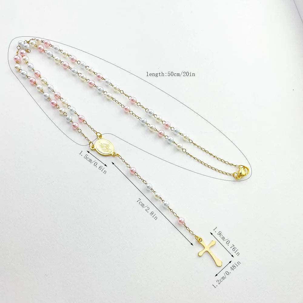 Virgin Mary Cross Rosary Pendant for spiriti pray , necklace