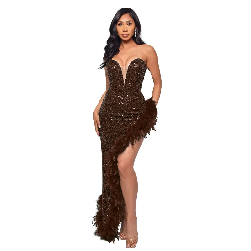 Dillma Sequin Feather Dress