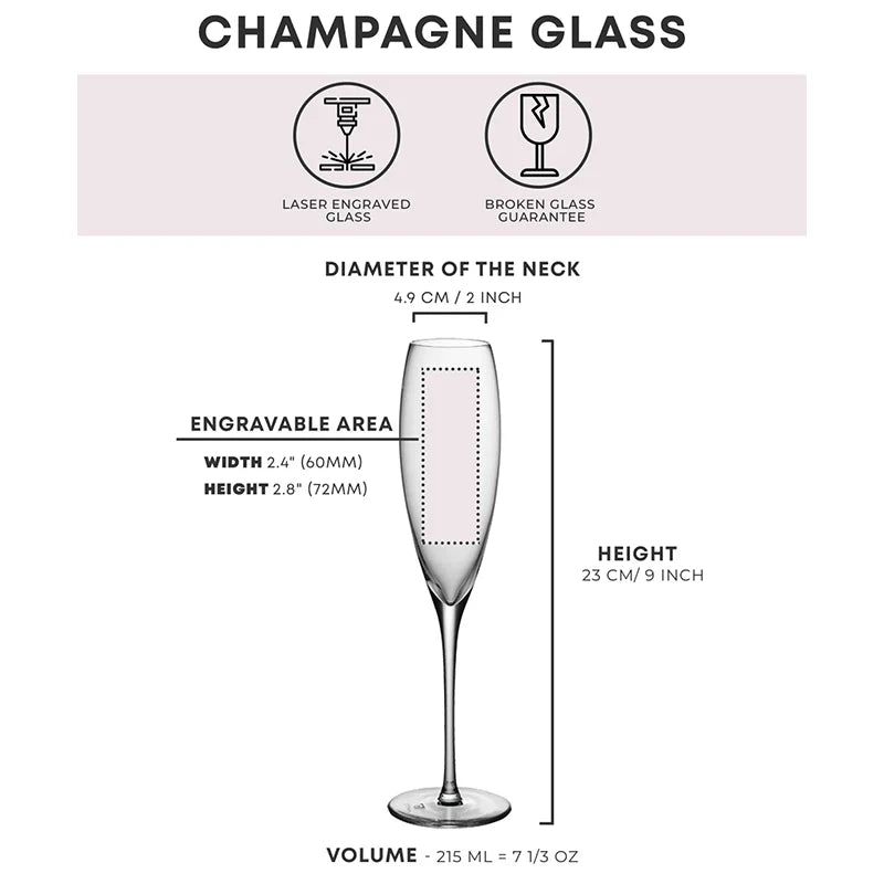 Custom champagne laser engraving glass cup
