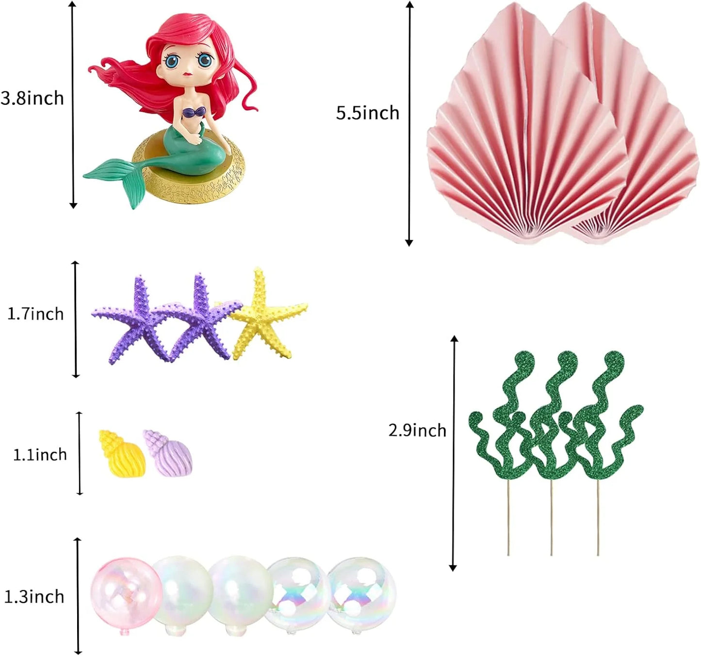 16PCS Mermaid Cake Topper Set – Under the Sea
