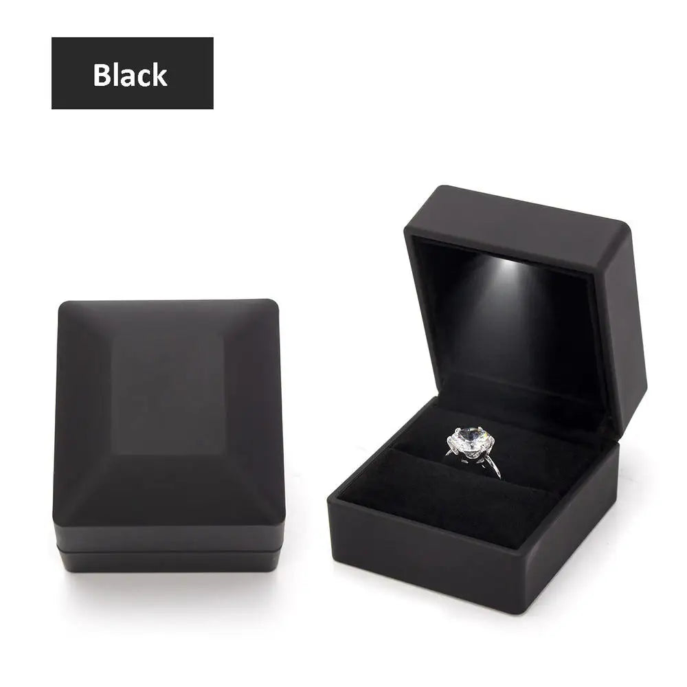 LED Light double rings box for wedding
