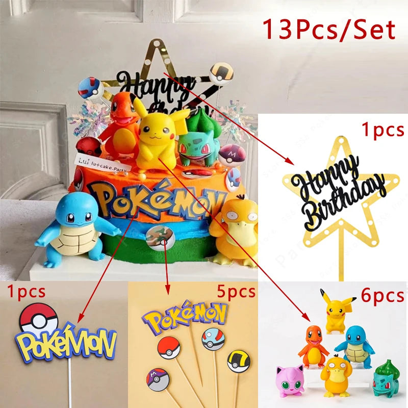 13PCS Pokémon Pikachu Cake Topper Set