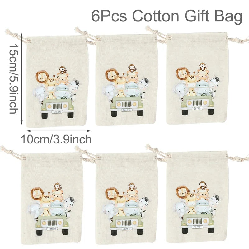 Animal character Gift Bags for Party 6pcs