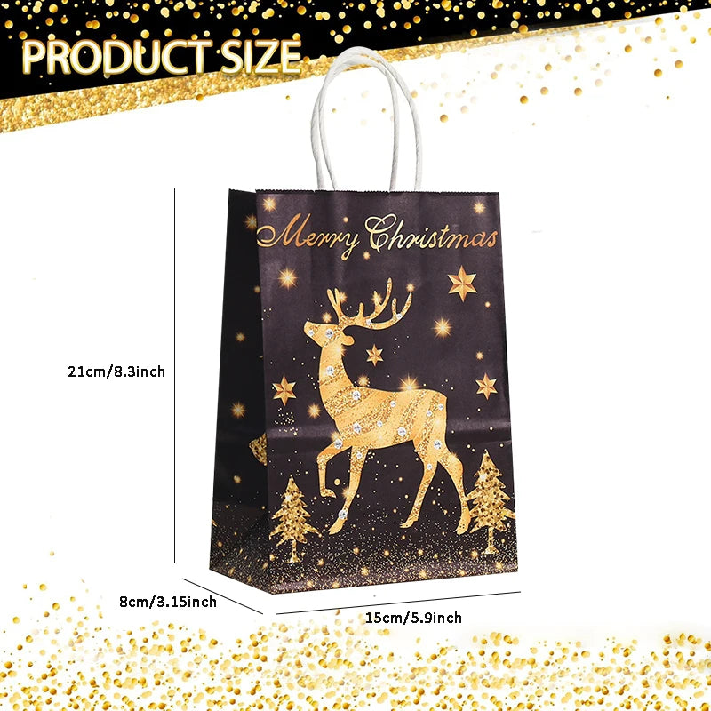 12/24pcs Bronzing Holiday Paper Bags