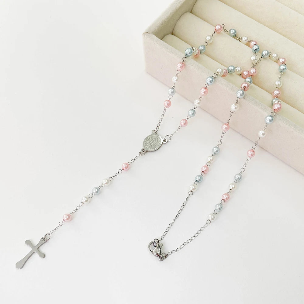 Virgin Mary Cross Rosary Pendant for spiriti pray , necklace