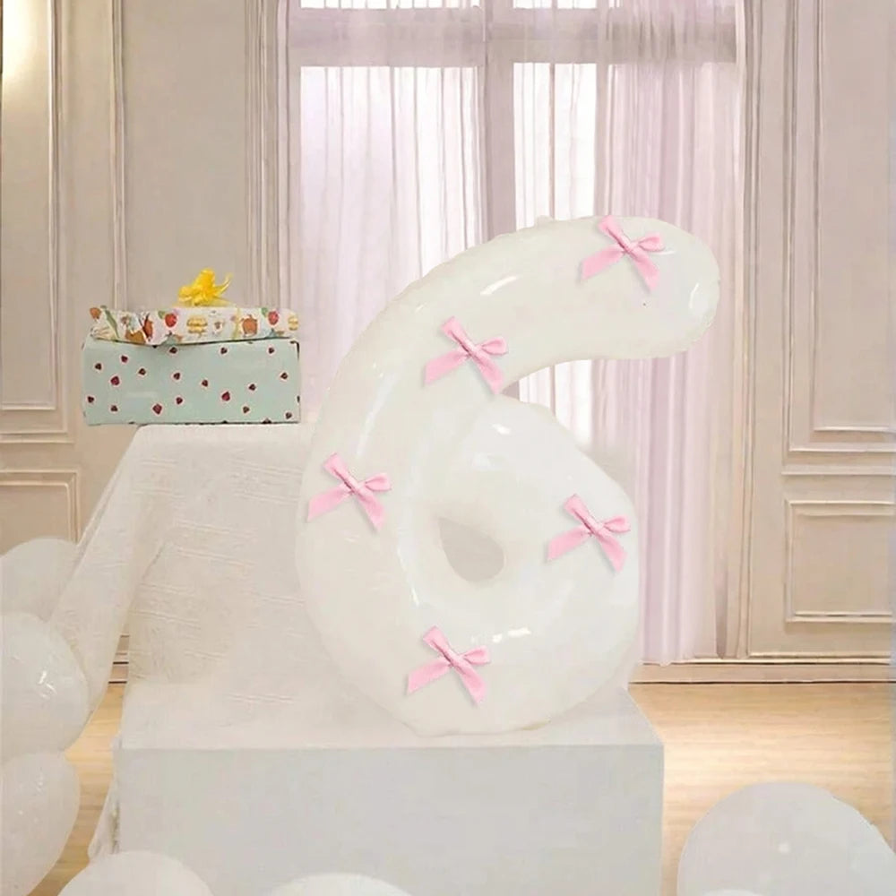 Pink Bow balloons number