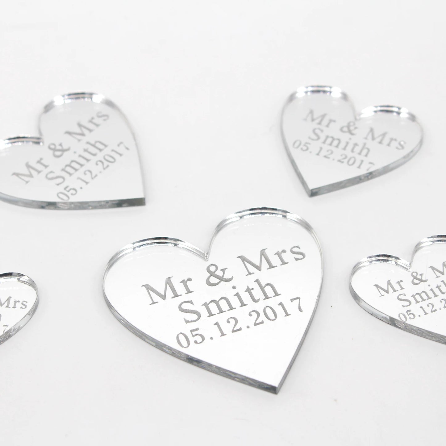 Engraved personalized name Love Heart tag 30/50/100pcs