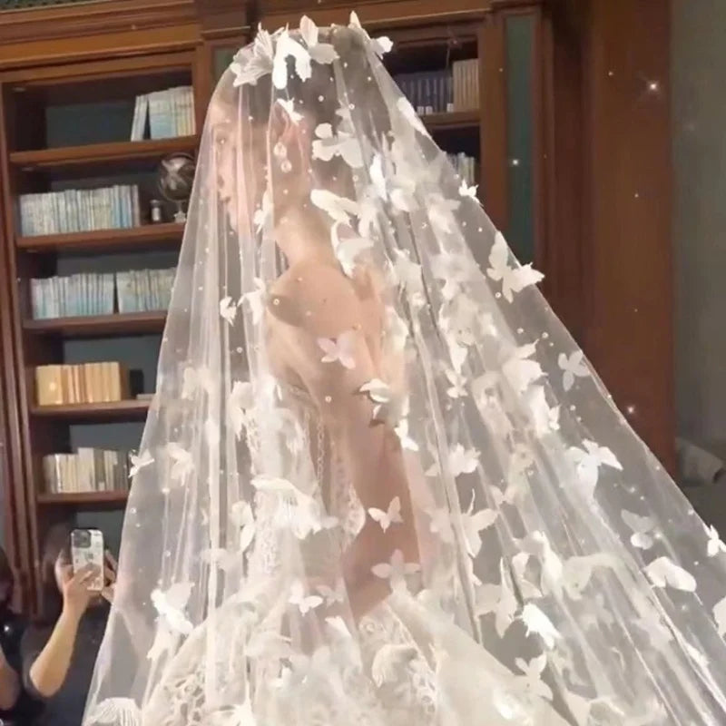 Bride veil bow pearl without combs