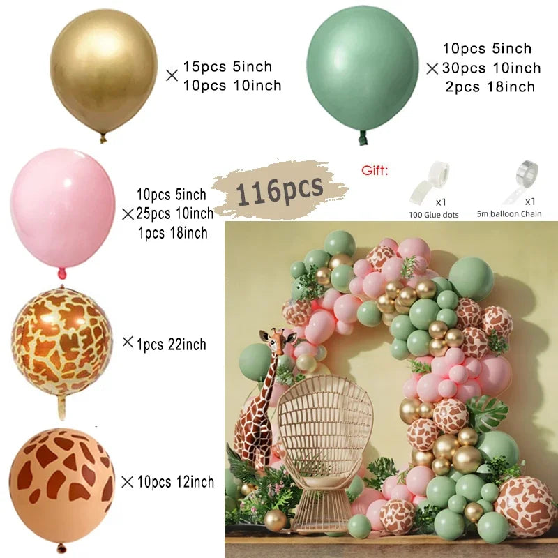 Jungle Safari Green Balloon Arch Kit