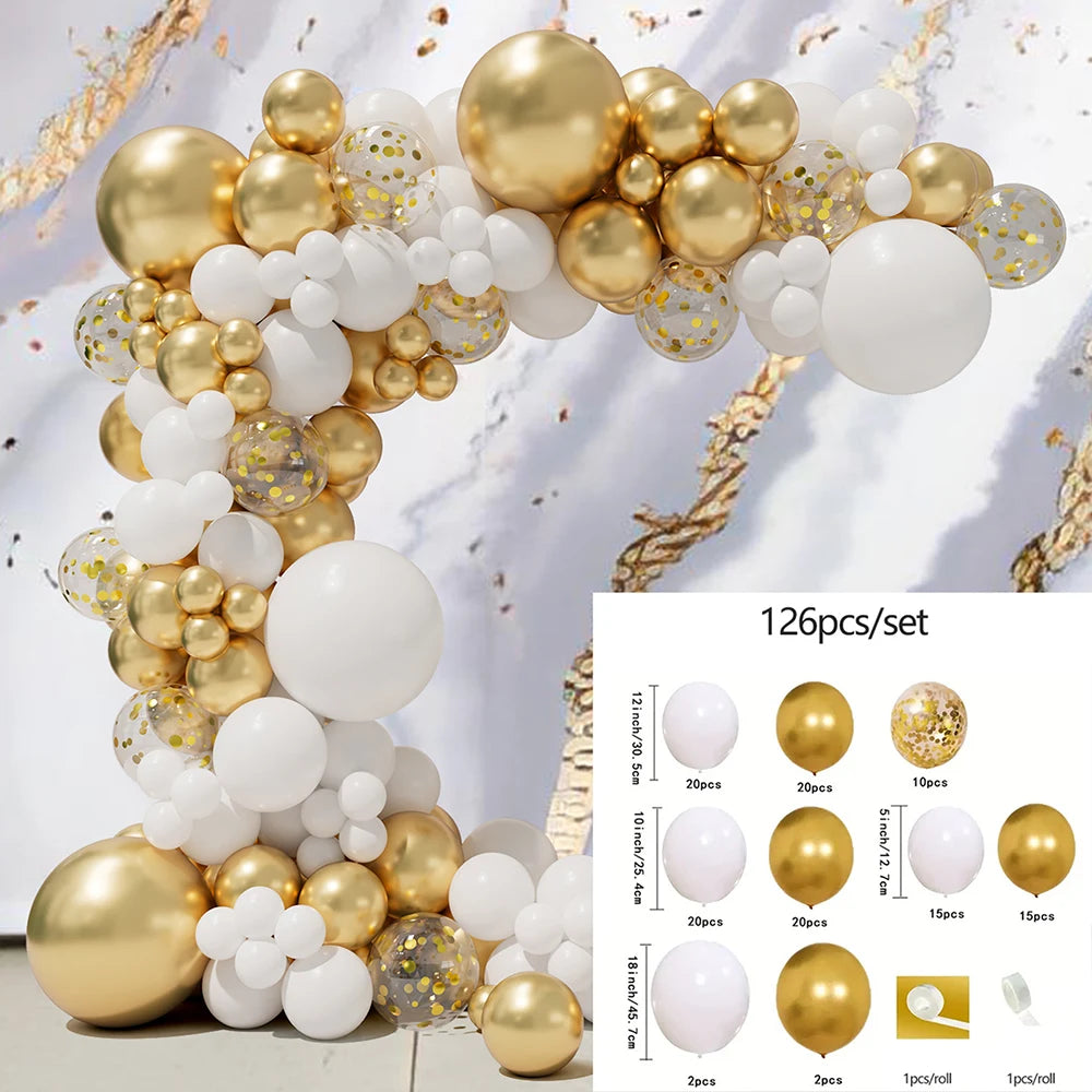 White Gold balloon Garland 126 PCS