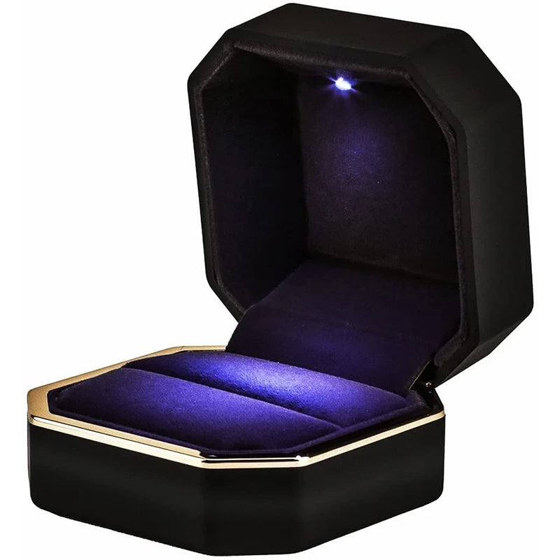 LED Light double rings box for wedding