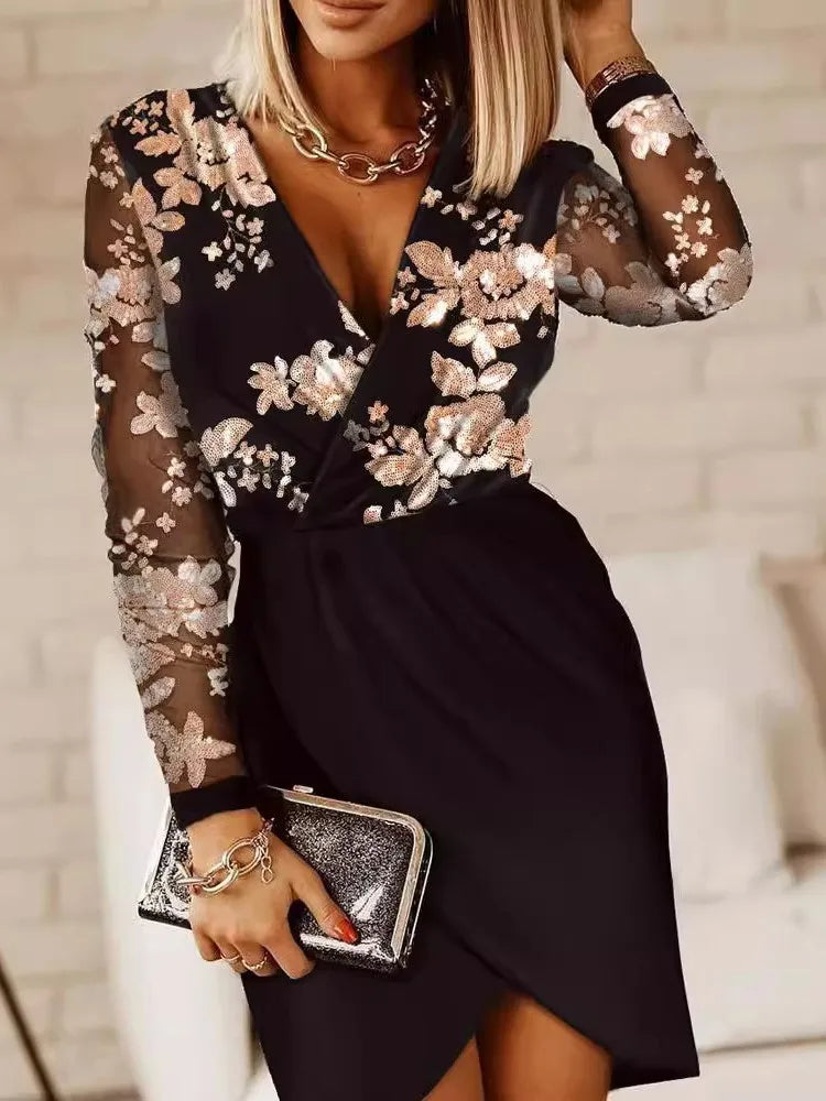 Syrano Sequin Patchwork Short Dress