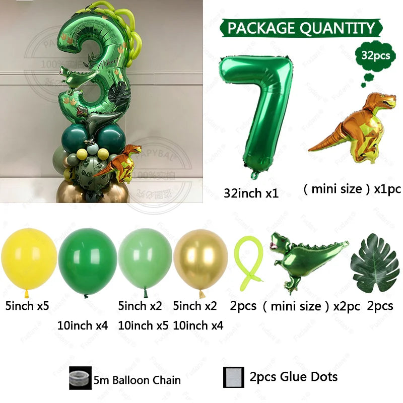 Dinosaur number balloons 32inch