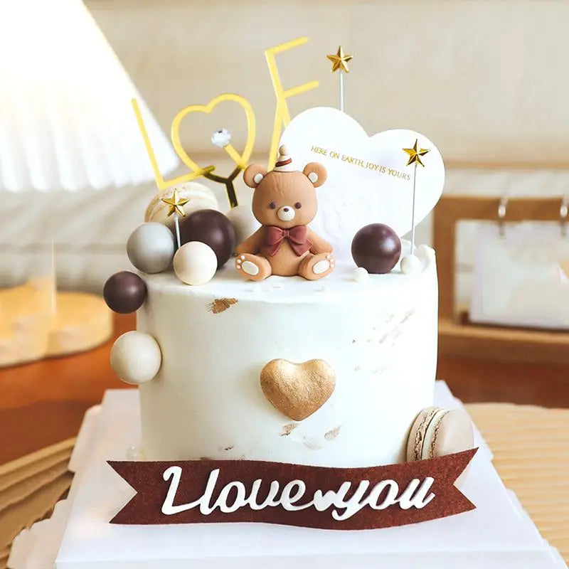 Pink Bbue Bear cake decorating