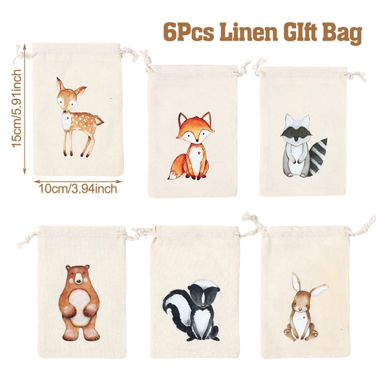 Animal character Gift Bags for Party 6pcs