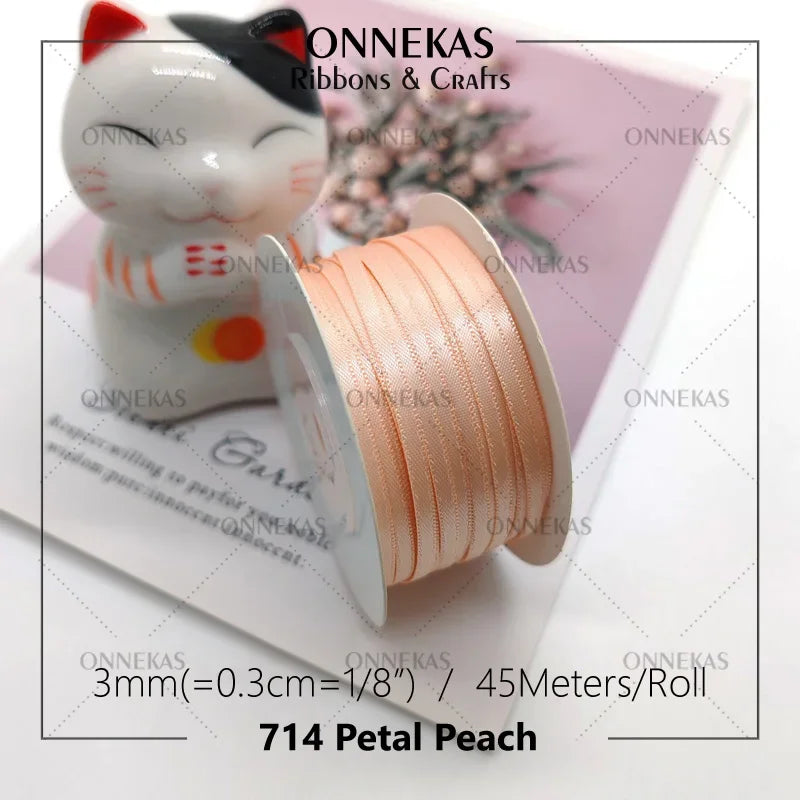 Satin ribbon 100% polyester (45M) 3mm