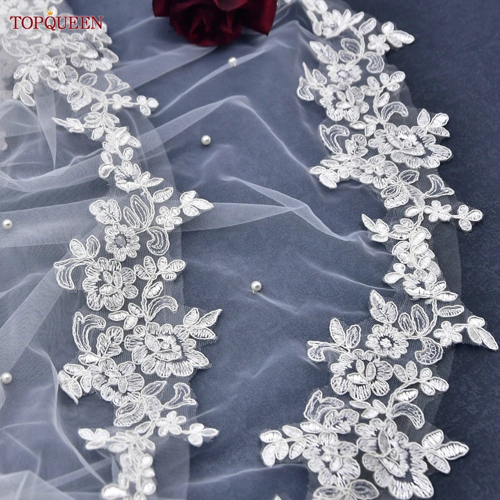 White ivory long veil 1 tier
