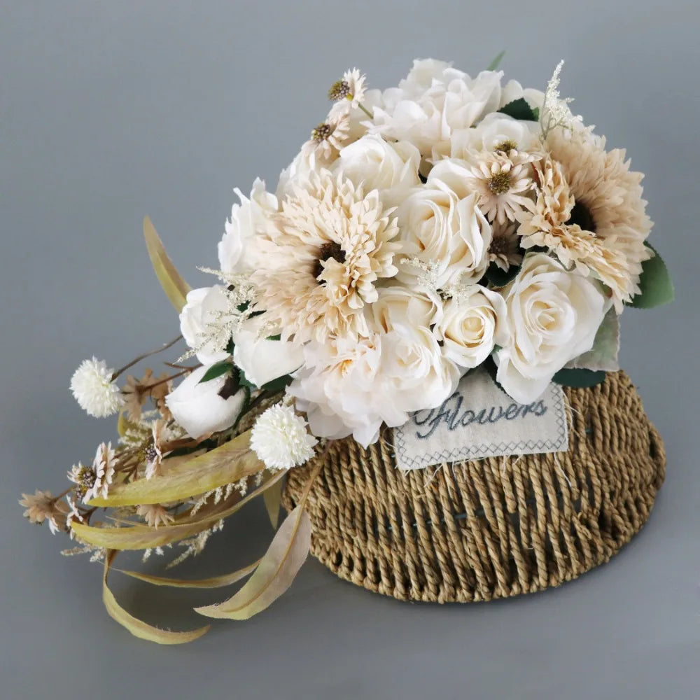 Champagne silk flower bouquets