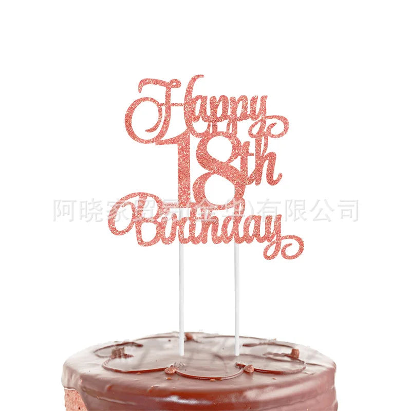 Black Gold Happy Birthday Cake Topper (Ages 10–60)