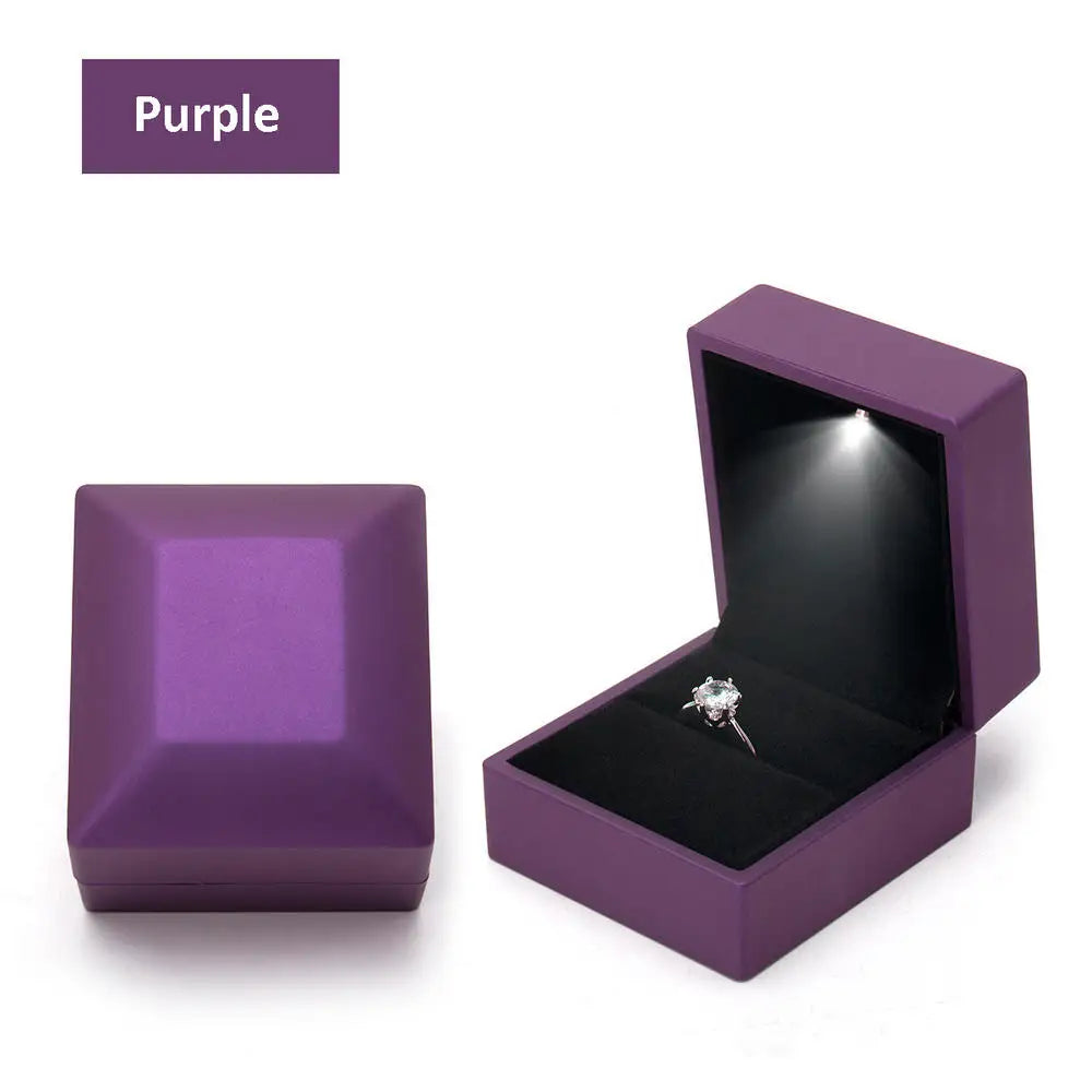 LED Light double rings box for wedding