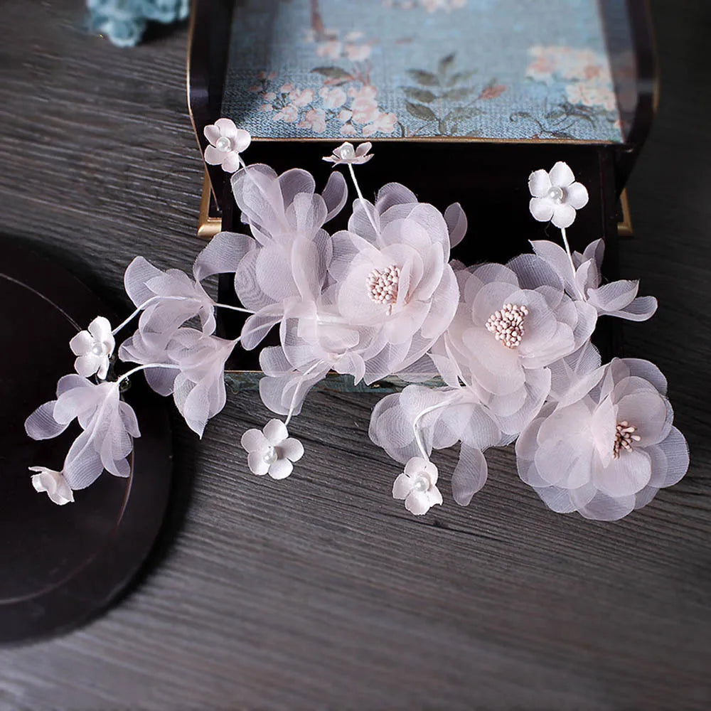 Flower hair jewelry Pearl Crystal