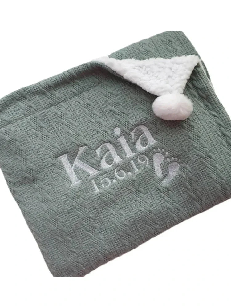 Personalized name nursery baby blanket fluffy lamb wool qui