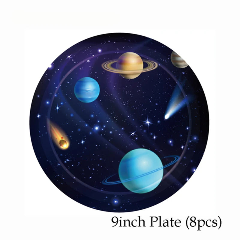 Out Space galaxy theme party disposable set for 8 persern