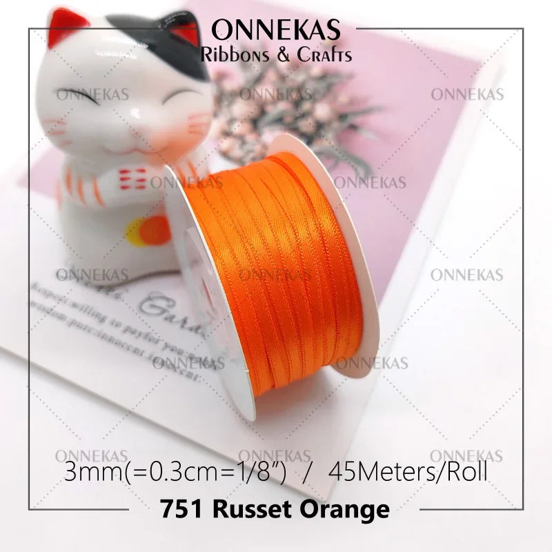 Satin ribbon 100% polyester (45M) 3mm