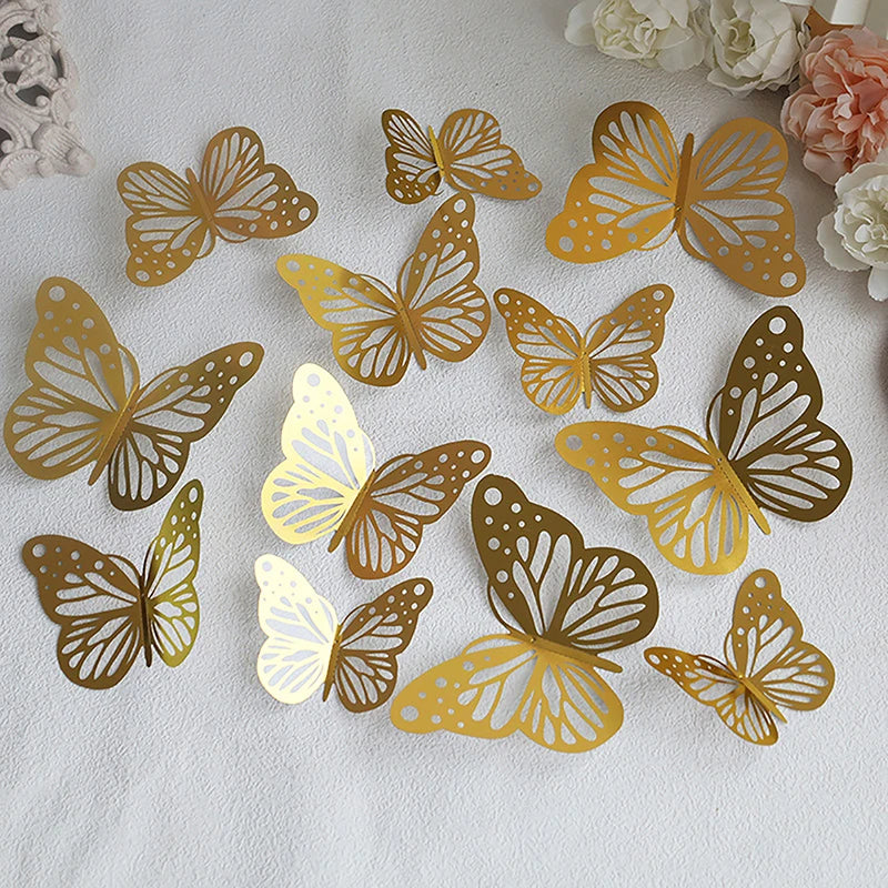 Rose gold foldable Butterfly cake toppers 12pcs