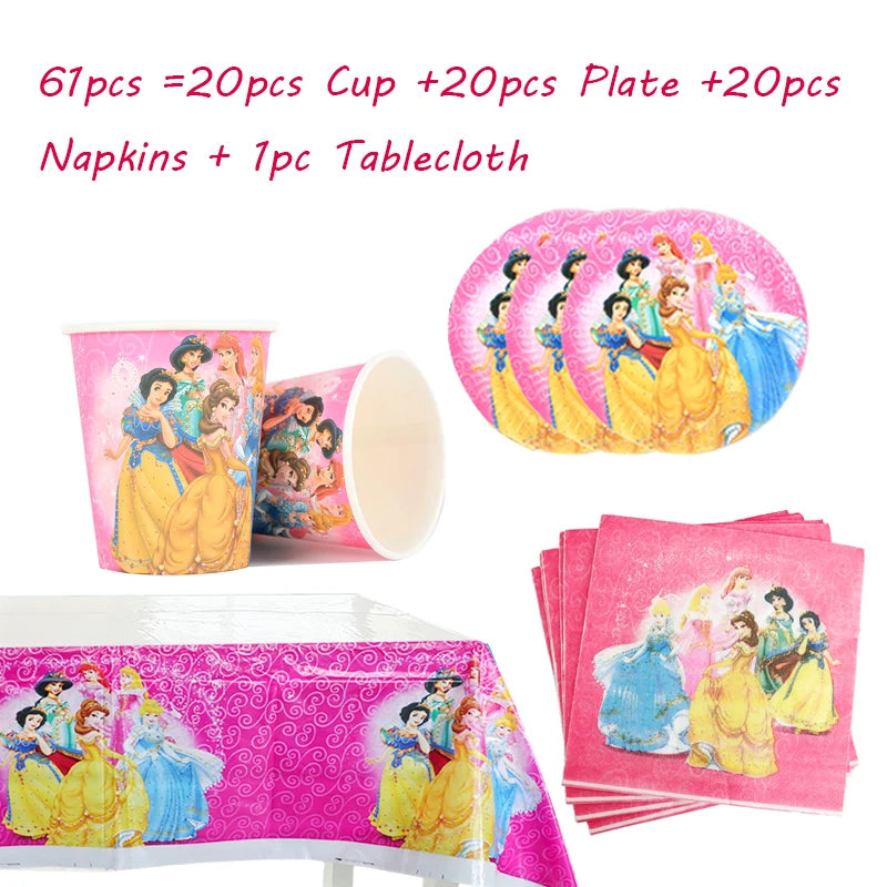 Princess Party Tableware Set – Plates, Cups & Napkins