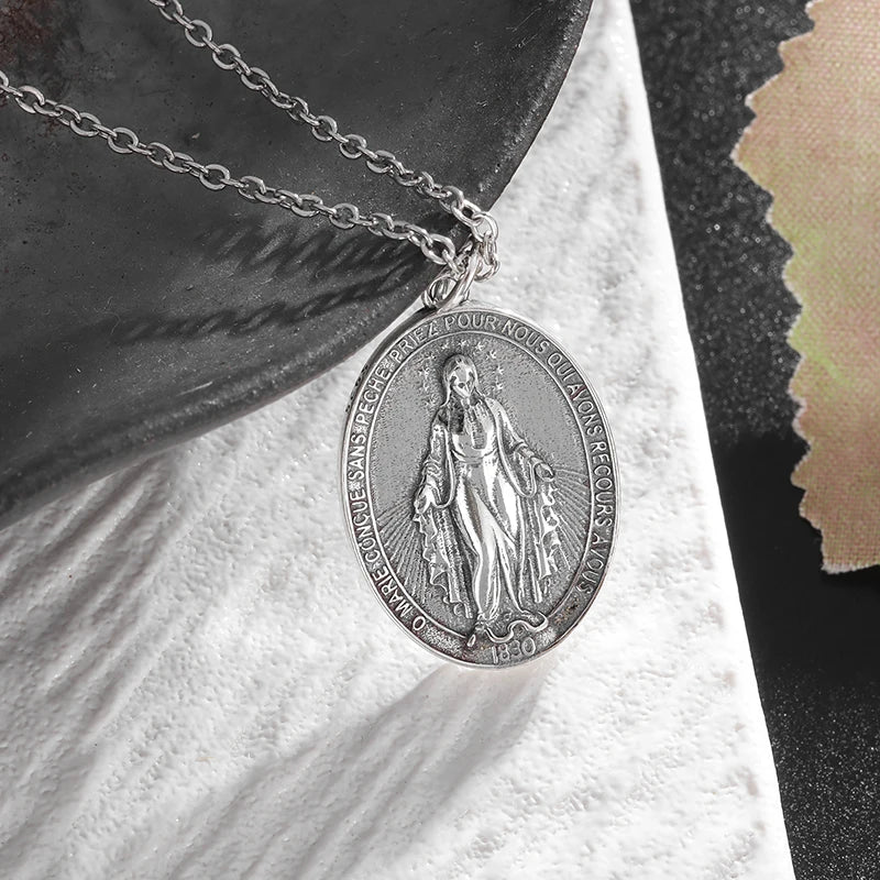 Catholic virgin Mary pendant necklace