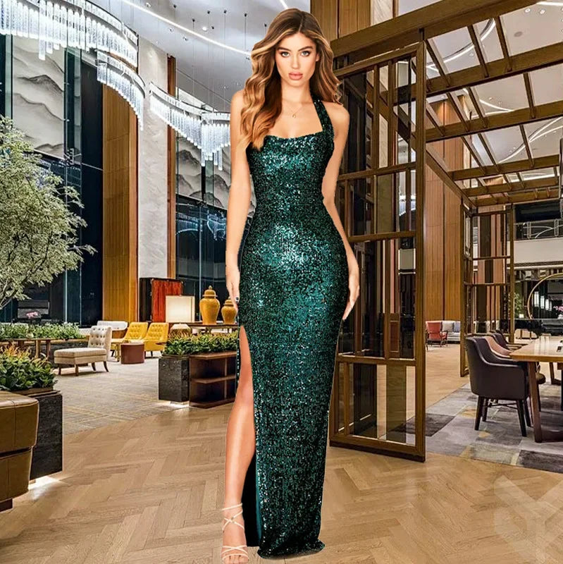 Karla Sleeveless Sequin Long Dress