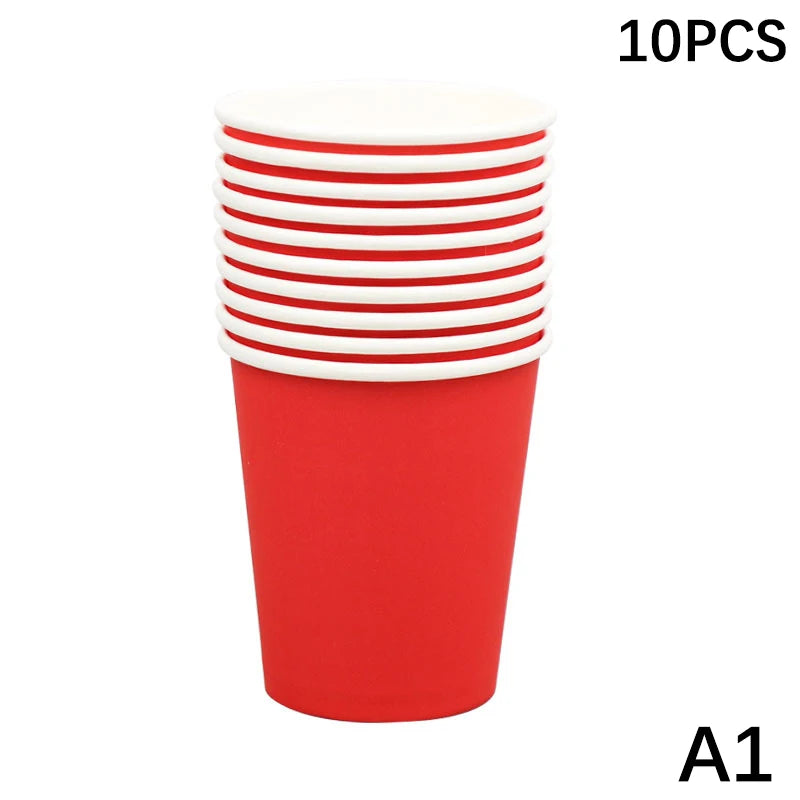 10PCS 9oz Solid Color Disposable Paper Cups