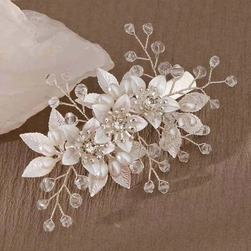 Pearl Flower Clip Silver
